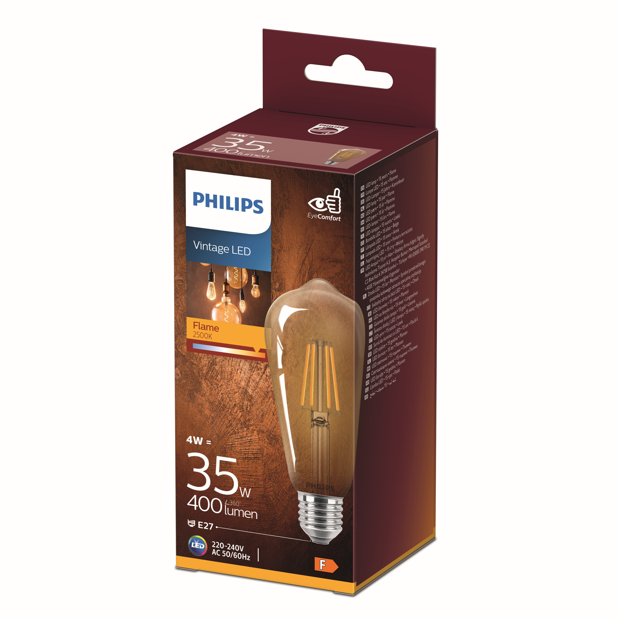 Philips LED Deco filament edison lamp goud niet dimbaar E27 4W 400lm 2500K 230V